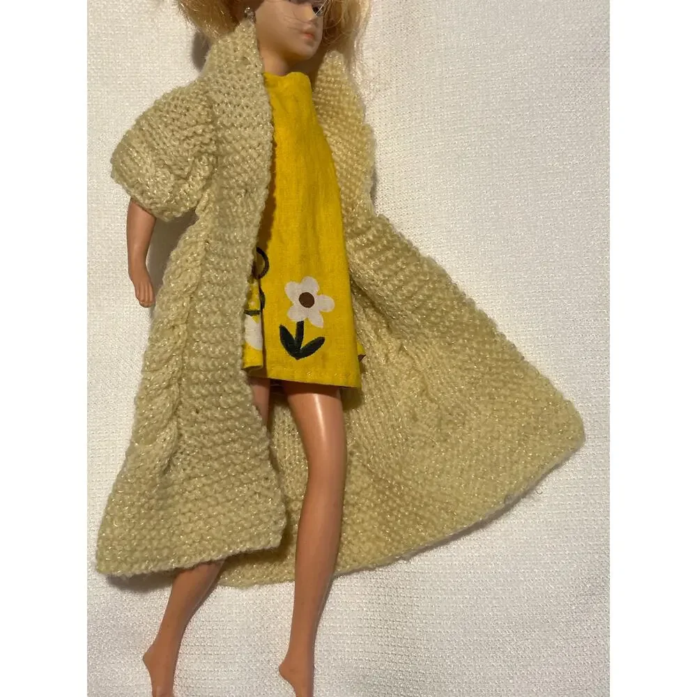 Vtg Doll Sweater Yellow Crochet Fits Tressy 12’, Fashion Dolls Clothes Homemade